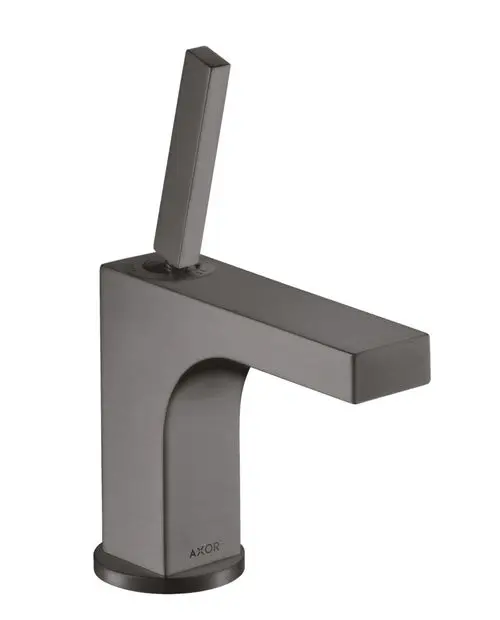 Einhebel-Waschtischmischer mit einem langen Hebel in brushed black chrome, hergestellt von AXOR, geeignet für Handwaschbecken mit Zugstangen-Ablaufgarnitur.
